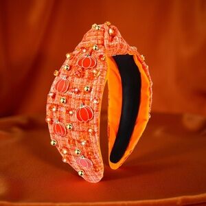 Pumpkin Headbands Embellished With Enameled Pumpkin & Crystals NEW